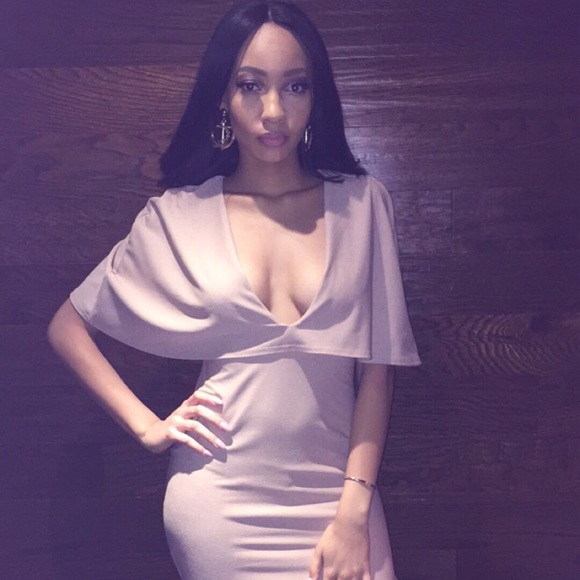 Crepe Cape Bodycon Dress - Picture 4 of 4